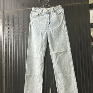 Blue High Waist Jeans Wide Legged For Women