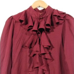 Maroon High Neck Casual Top (Women)