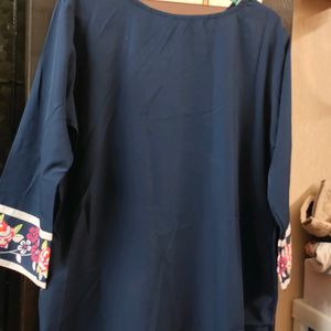 Trendy Blue Crepe Kurti with 3/4 Sleeve