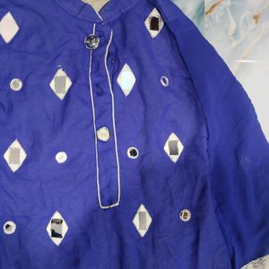 Real Mirror Work Gown Blue White