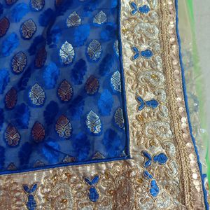 Party Wear Net Zari Work Saree