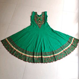 Green Colour Wedding Gown With Work