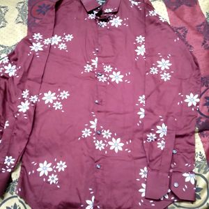 Mehroon Floral Printed Mens Shirt