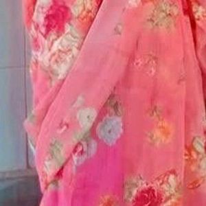 New Peach Color Organza Saree