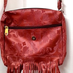 Red Sling Bag For Women With Adjustable Straps