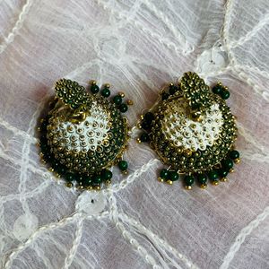 Green And White Colour Jhumki