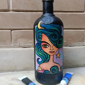 Aesthetic Handpainted Girl Art On Glass Bottle