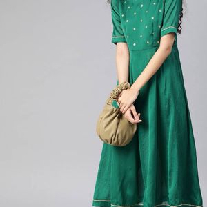 Inddus Green Embroidered Kurta Set