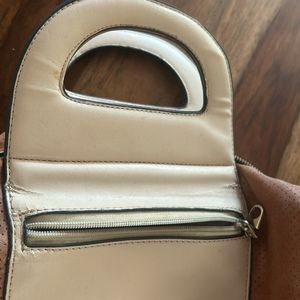 Leather Korean Trendy Bag Cream And Brown Shaded