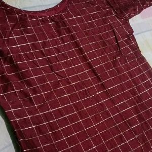 Beautiful Maroon Coc Colour Kurti With Salwar