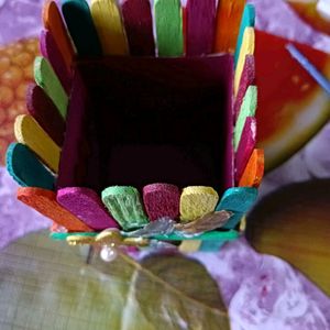 Hand Made Ice-cream Stick Pen Stand