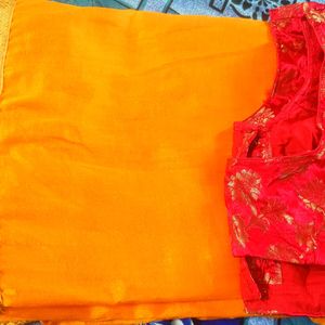 New Silk Saree With Designer Red Blouse