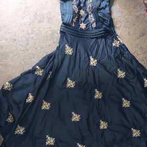 Navy Blue Heavy Partywear Gown