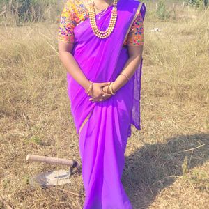 Banderi Blouse With Saree Combo