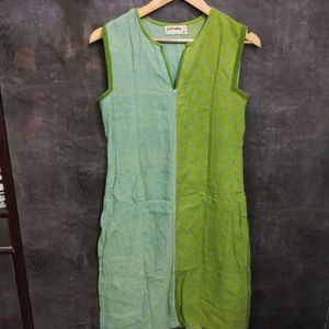 Fabindia Green Kurta Without Sleeves (Women)