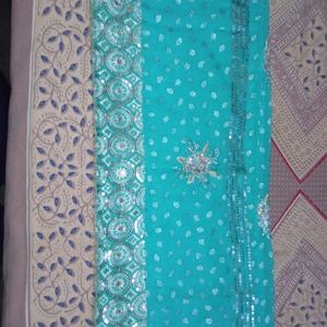 Beautiful Sea Green Georgette Saree