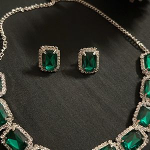 Green Stone Diamond Necklace