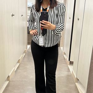 Black White Strips formal Top