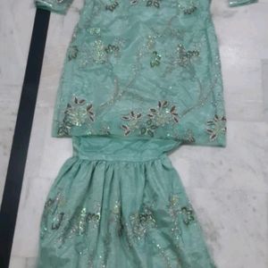 Beautiful Sea Green Sharara Suit For Girls