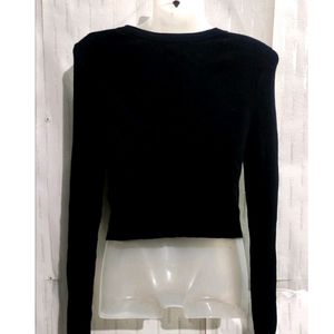 Black Crop Cardigan Sweater For women's