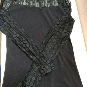 Black Party Top With Lace High Neck