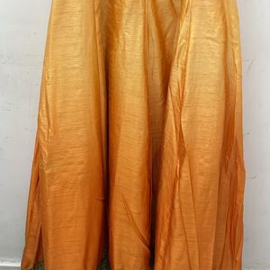 Ethnic Gown With Dupatta Orange Yellow Colour