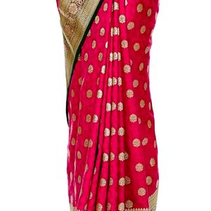 Beautiful soft Rani pink Banarasi saree