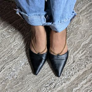 Black Faux Leather Heels