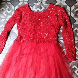 Red Sequence Anarkali Gown