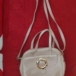 Peach Colour Hand Bag And Sling Also