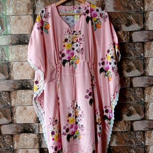 Flower Print Rich Kaftan Free Size