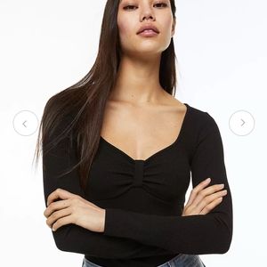 H&M Bow🎀sweetheart Neckline Ribbed Jerseybodysuit