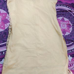 Cream And Pink Stiched Kurti