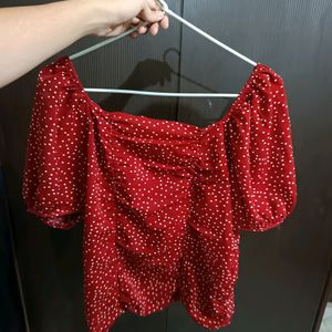 Red Cute Polka Dots Top 🫶🏻