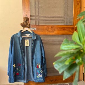 Patched Embroidered Denim Jacket