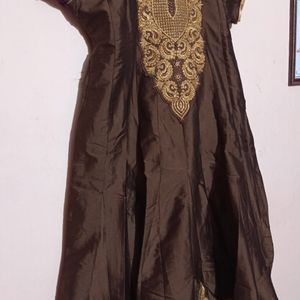 Coffee Brown Anarkali Model....