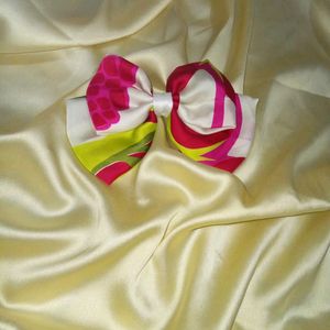 Printed Satin Bow Clip