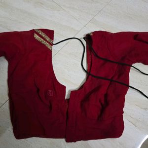 Neerus New Red Rayon Blouse 3/4 Sleeves