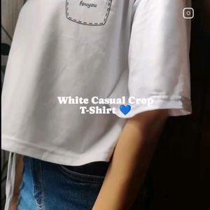 White Casual Crop Top