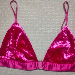 Hot Pink  Velvet Bralette Forever 21