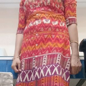 Folk Print Jaipuri Straight Kurta