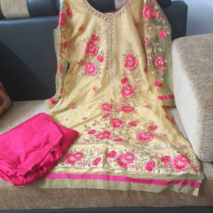 Heavy Golden Kurti And Pant Set