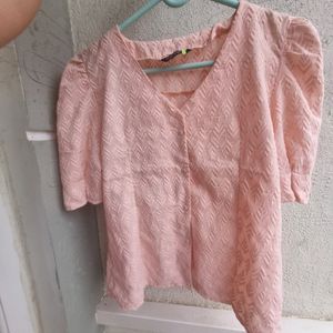 Pinkish Orange Puff Sleeve Top