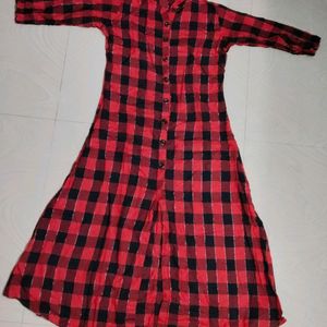 Red And Black Check Design Top