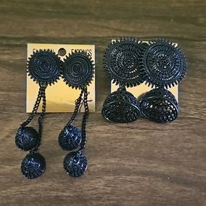 Pair Of Two Black Metal Jhumkas