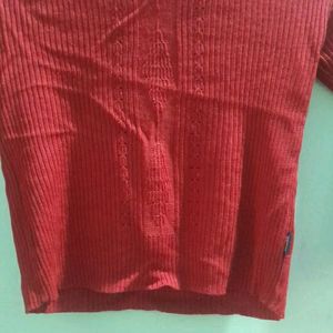 (2-3.5 Year) Girls Red Full Neck Sweater