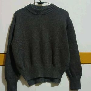 Grey Sweater With Side Slits