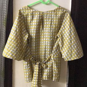 Yellow Checked Top Size M