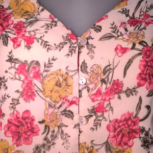 FIG Floral Print Button-Down Top