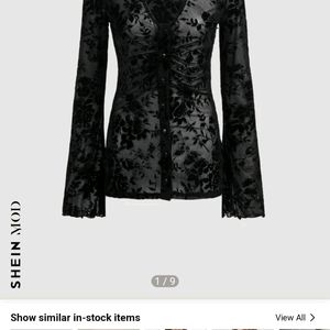 Shein Mesh Velvet Design Top